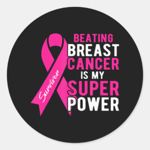 Borstkanker verslaan is mijn Superpower vrouwen Ronde Sticker
