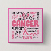 Borstkanker Vierkante Button 5,1 Cm (Voorkant)
