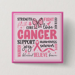 Borstkanker Vierkante Button 5,1 Cm