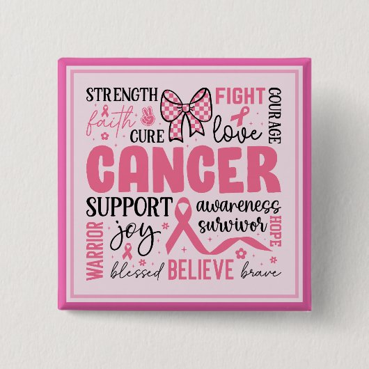 Borstkanker Vierkante Button 5,1 Cm (Voorkant)