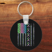 Borstkanker Vlag Bewustzijn Overlevende Gift Sleutelhanger (Voorkant)
