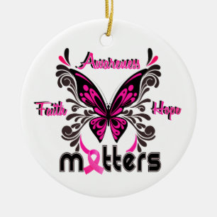 Borstkanker Vlinder 7 Geloof Bewustzijn Hoop Keramisch Ornament