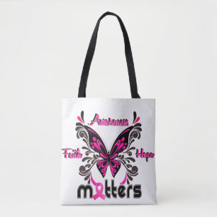 Borstkanker Vlinder 7 Geloof Bewustzijn Hoop Tote Bag