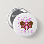 Borstkanker vlinder Peace Love Cure Ronde Button 5,7 Cm (Voorkant /achterkant)
