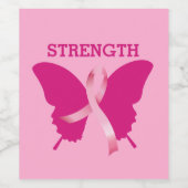 Borstkanker vlinder roze lint wijn label wijn etiket (Enkel label)