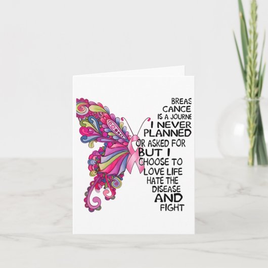 Borstkanker Vlinder Sterke Vrouw Roze Ondersteunin Kaart (Voorkant)