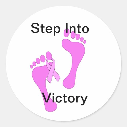 Borstkanker Voetafdrukken met Lint Stickers (Voorkant)