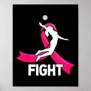 Borstkanker Volleybal Roze Lint Bewustzijn WOM Poster