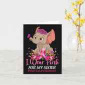 Borstkanker Voorzichtigheid Elephant I Draag roze  Kaart (Gele Bloem)