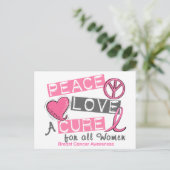 Borstkanker VREDE, LOVE, CURE 1 (Alle vrouwen) Briefkaart (Staand voorkant)