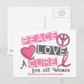 Borstkanker VREDE, LOVE, CURE 1 (Alle vrouwen) Briefkaart (Voorkant / Achterkant)