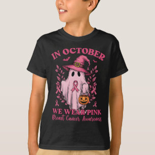 Borstkanker Vrouwen Halloween Ghost In Oktober We T-shirt