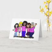 Borstkanker - Vrouwen in Roze Wenskaart Kaart (Gele Bloem)