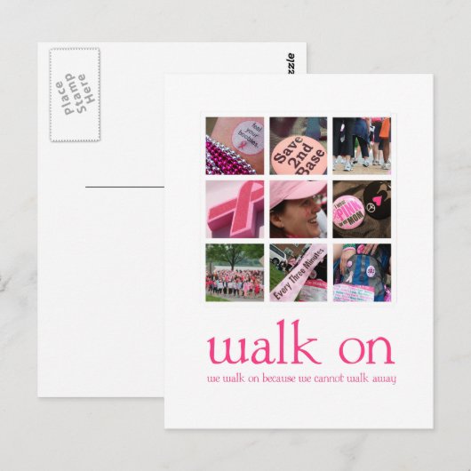 Borstkanker Walk Bedankt Post Kaart (Voorkant / Achterkant)