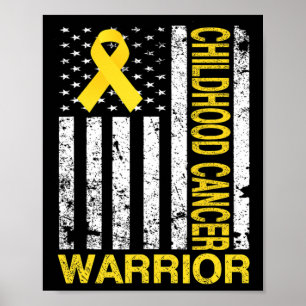 Borstkanker Warrior bewustzijn Vlag van de VS Goud Poster