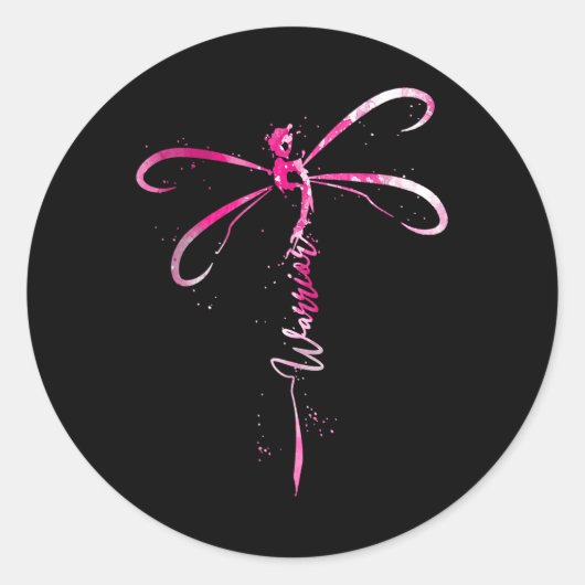 Borstkanker Warrior Borstkanker Awareness Drag Ronde Sticker (Voorkant)