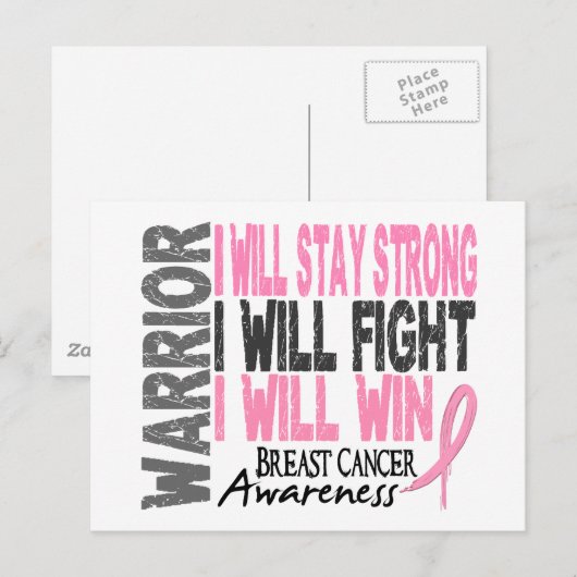 Borstkanker Warrior Briefkaart (Voorkant / Achterkant)