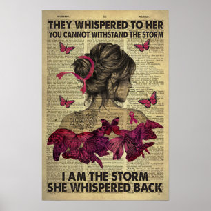 Borstkanker Warrior Butterfly Ik ben het Storm Poster