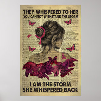Borstkanker Warrior Butterfly Ik ben het Storm Poster