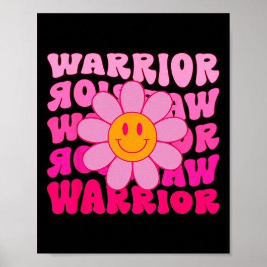 Borstkanker Warrior Flower Pink Ribbon Poster (Voorkant)