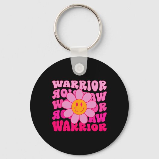 Borstkanker Warrior Flower Pink Ribbon Sleutelhanger (Voorkant)
