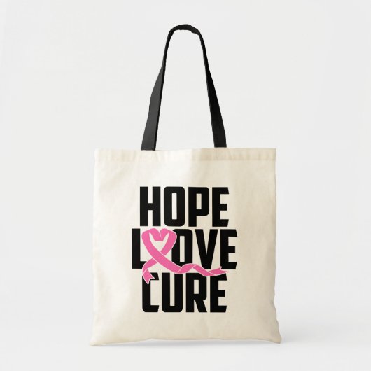 Borstkanker Warrior Pink Ribbon Awareness Hoop Tote Bag (Voorkant)