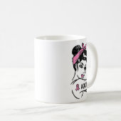 Borstkanker Warrior Rosie Riveter Roze Vrouwen Koffiemok (Voorkant rechts)