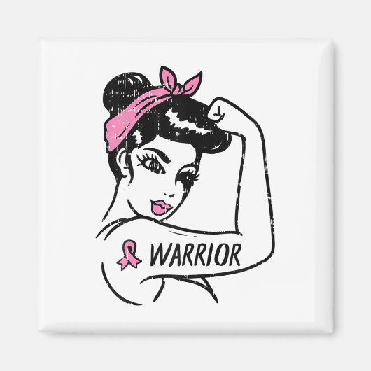 Borstkanker Warrior Rosie Riveter Roze Vrouwen Magneet (Voorkant)