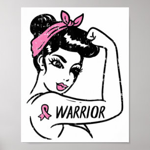 Borstkanker Warrior Rosie Riveter Roze Vrouwen Poster