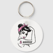Borstkanker Warrior Rosie Riveter Roze Vrouwen Sleutelhanger (Voorkant)