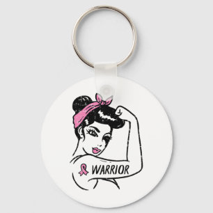 Borstkanker Warrior Rosie Riveter Roze Vrouwen Sleutelhanger