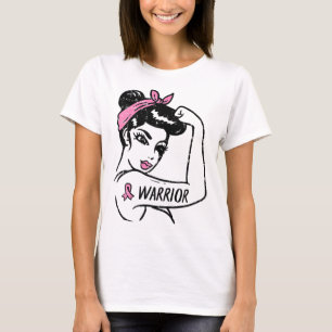 Borstkanker Warrior Rosie Riveter Roze Vrouwen T-shirt