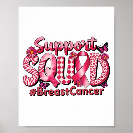Borstkanker Warrior Support Squad Pink Ribbon Wo Poster (Voorkant)