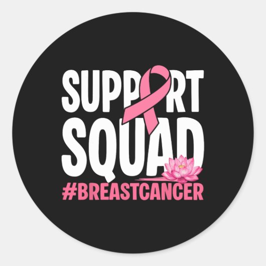 Borstkanker Warrior Support Squad Pink Ribbon Wo Ronde Sticker (Voorkant)