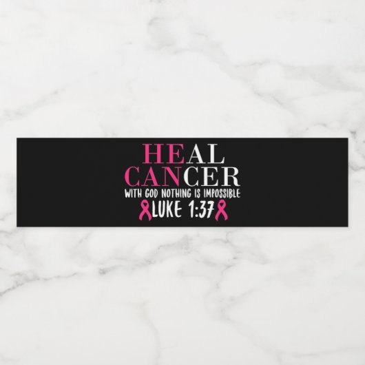 Borstkanker Waterfles Etiket (Enkel label)