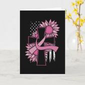 Borstkanker Zonnebloem Roze Lint Kruis Geloof Kaart (Gele Bloem)