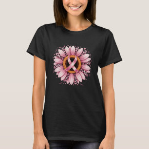 Borstkanker Zonnebloem Roze Lint Luipaard Bewustzi T-shirt