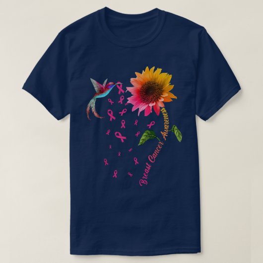 Borstkanker - Zonnebloem - Vogelvogel T-shirt (Design voorkant)