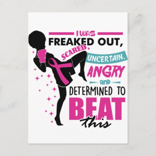 Borstkanker zwarte vrouw krijger melanine overleve briefkaart (Voorkant)