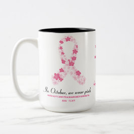 Borstkankerbestrijder Floral Sakura roze lint Tweekleurige Koffiemok