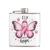 Borstkankerbestrijder roze lintvlinder heupfles (Voorkant)