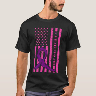 Borstkankerbewustzijn Amerikaanse Vlag vrienden T-shirt