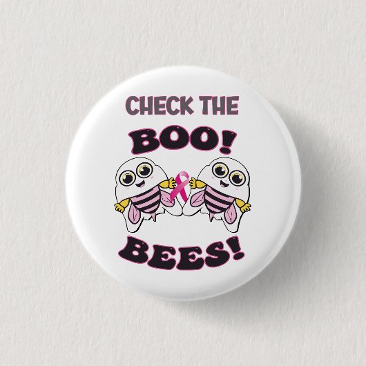 Borstkankerbewustzijn Controleer de Boo-Bees Ronde Button 3,2 Cm (Voorkant)