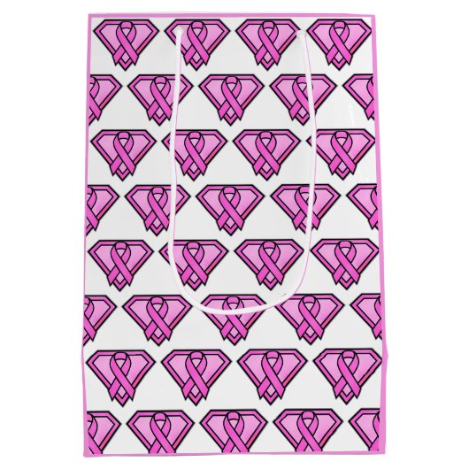 Borstkankerbewustzijn Diamant Logo Wit Medium Cadeauzakje (Achterkant)