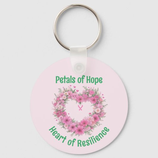 Borstkankerbewustzijn Floral Heart Metal Sleutelhanger (Voorkant)