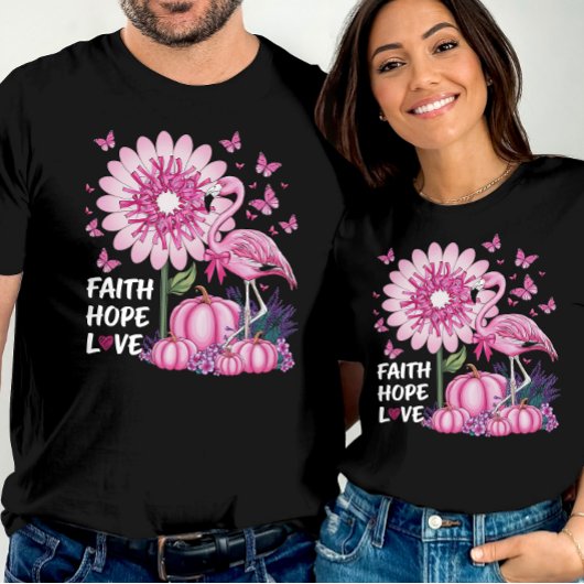 Borstkankerbewustzijn Geloof Hoop Liefde Flamingo T-shirt