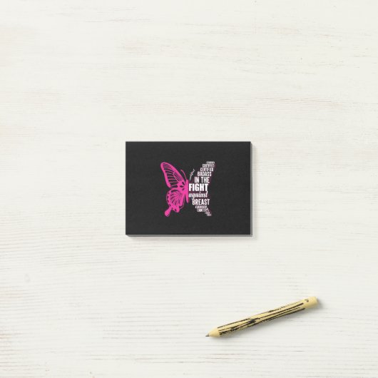 Borstkankerbewustzijn het best post-it® notes (Op bureau)