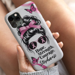 Borstkankerbewustzijn Hoop Kracht Moed iPhone 15 Case