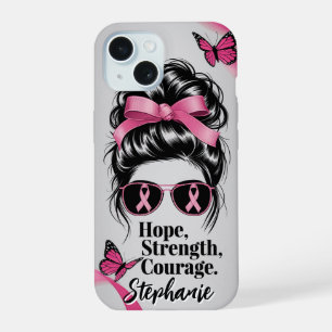 Borstkankerbewustzijn Hoop Kracht Moed iPhone 15 Case