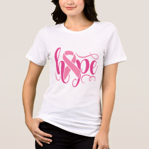 Borstkankerbewustzijn Hoop Roze Modern Script Tri-Blend Shirt